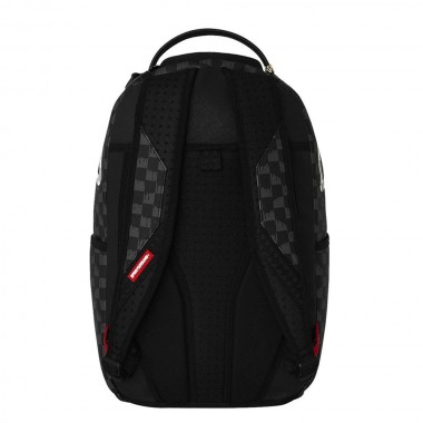 SPRAYGROUND BLACK AND WHITE DRIP CHECK SHARK BACKPACK