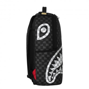 SPRAYGROUND BLACK AND WHITE DRIP CHECK SHARK BACKPACK