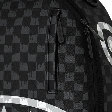 SPRAYGROUND BLACK AND WHITE DRIP CHECK SHARK BACKPACK