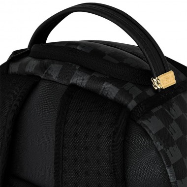 SPRAYGROUND BLACK AND WHITE DRIP CHECK SHARK BACKPACK