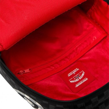 SPRAYGROUND BLACK AND WHITE DRIP CHECK SHARK BACKPACK