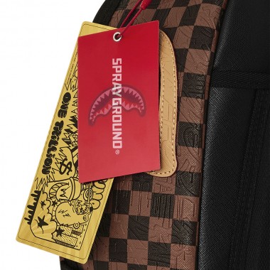 SPRAYGROUND EMBOSSED CHECK BROWN BACKPACK