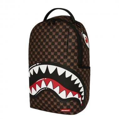 SPRAYGROUND SHARKS IN PARIS WTF BUBBLE BROWN CHECK BACKPACK