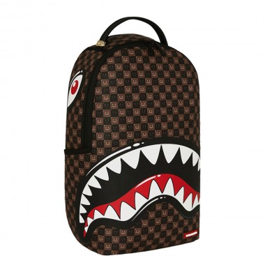 SPRAYGROUND SHARKS IN PARIS WTF BUBBLE BROWN CHECK BACKPACK
