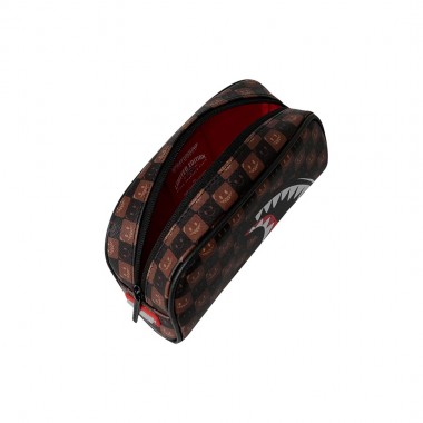 SPRAYGROUND SHARKS IN PARIS WTF BUBBLE BROWN CHECK POUCH