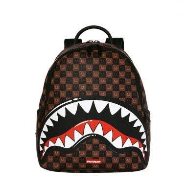 SPRAYGROUND SHARKS IN PARIS WTF BUBBLE BROWN CHECK SVG BACKPACK