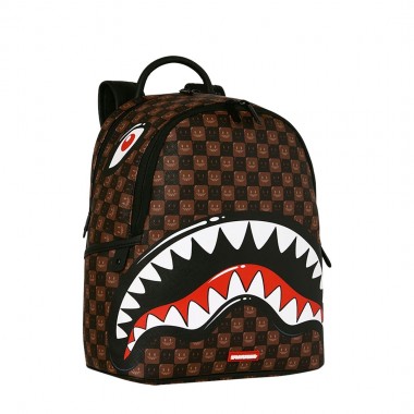 SPRAYGROUND SHARKS IN PARIS WTF BUBBLE BROWN CHECK SVG BACKPACK