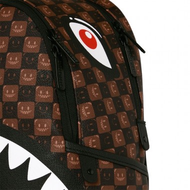 SPRAYGROUND SHARKS IN PARIS WTF BUBBLE BROWN CHECK SVG BACKPACK