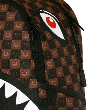 SPRAYGROUND SHARKS IN PARIS WTF BUBBLE BROWN CHECK SVG BACKPACK