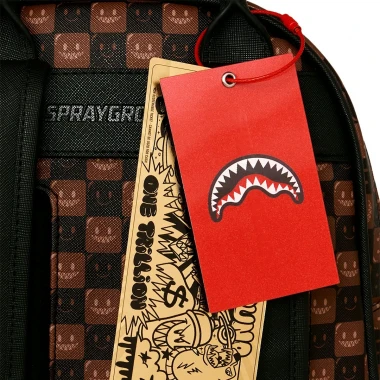 SPRAYGROUND SHARKS IN PARIS WTF BUBBLE BROWN CHECK SVG BACKPACK