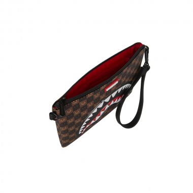 SPRAYGROUND SHARKS IN PARIS WTF BUBBLE BROWN CHECK CLUTCH BAG