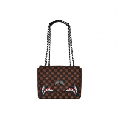 SPRAYGROUND SHARKS IN PARIS WTF BUBBLE BROWN CHECK HANDBAG