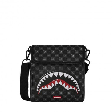 SPRAYGROUND SHARKS IN PARIS WTF BUBBLY BLK MESSENGER SLING BAG