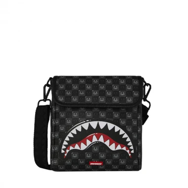 SPRAYGROUND SHARKS IN PARIS WTF BUBBLY BLK MESSENGER SLING BAG