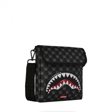 SPRAYGROUND SHARKS IN PARIS WTF BUBBLY BLK MESSENGER SLING BAG
