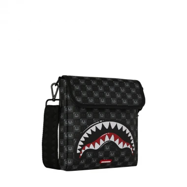 SPRAYGROUND SHARKS IN PARIS WTF BUBBLY BLK MESSENGER SLING BAG