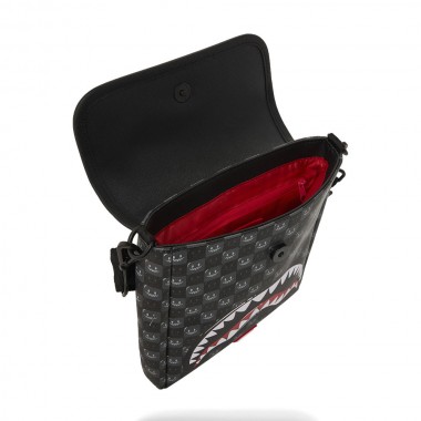 SPRAYGROUND SHARKS IN PARIS WTF BUBBLY BLK MESSENGER SLING BAG