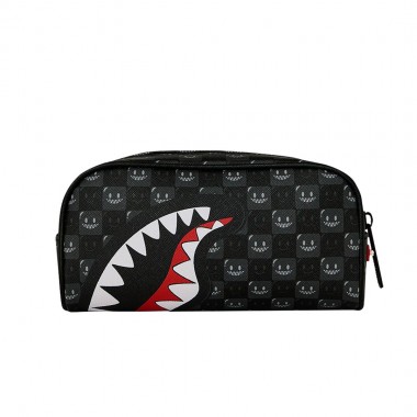 SPRAYGROUND SHARKS IN PARIS WTF BUBBLY BLACK CHECK POUCH