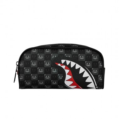 SPRAYGROUND SHARKS IN PARIS WTF BUBBLY BLACK CHECK POUCH