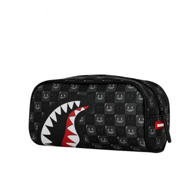 SPRAYGROUND SHARKS IN PARIS WTF BUBBLY BLACK CHECK POUCH