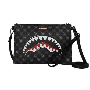 SPRAYGROUND SHARKS IN PARIS WTF BUBBLY BLK CROSSOVER CLUTCH BAG