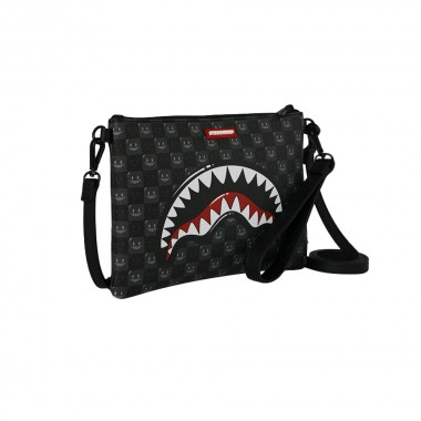 SPRAYGROUND SHARKS IN PARIS WTF BUBBLY BLK CROSSOVER CLUTCH BAG
