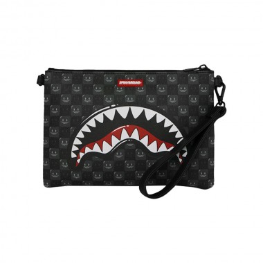 SPRAYGROUND SHARKS IN PARIS WTF BUBBLY BLK CROSSOVER CLUTCH BAG