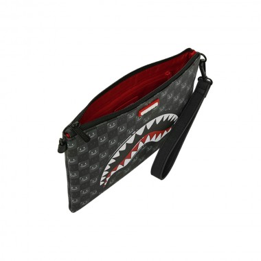 SPRAYGROUND SHARKS IN PARIS WTF BUBBLY BLK CROSSOVER CLUTCH BAG
