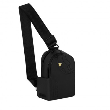 SPRAYGROUND BLACKED OUT EMBOSSED GOLD TOOTH SLING BAG
