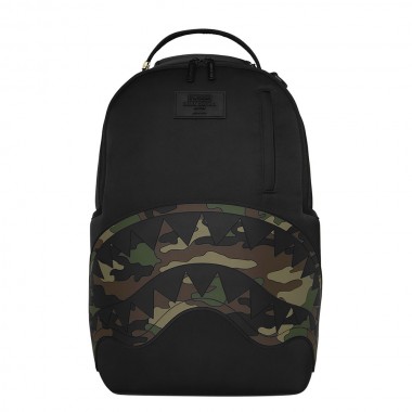 SPRAYGROUND SHARK CENTRAL BLACK NYLON CAMO EMB SHARK BACKPACK
