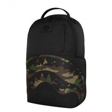 SPRAYGROUND SHARK CENTRAL BLACK NYLON CAMO EMB SHARK BACKPACK