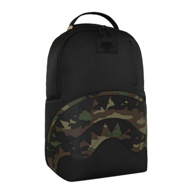 SPRAYGROUND SHARK CENTRAL BLACK NYLON CAMO EMB SHARK BACKPACK