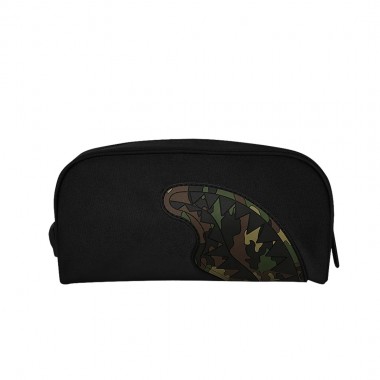 SPRAYGROUND SHARK CENTRAL BLACK NYLON CAMO EMBOSSED SHARK POUCH