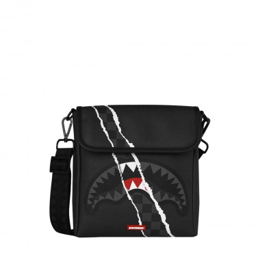 SPRAYGROUND CENTER RIP REVEALING GRAY CHECK MESSENGER SLING BAG