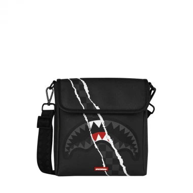 SPRAYGROUND CENTER RIP REVEALING GRAY CHECK MESSENGER SLING BAG