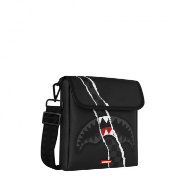 SPRAYGROUND CENTER RIP REVEALING GRAY CHECK MESSENGER SLING BAG