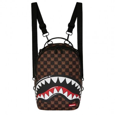 SPRAYGROUND SHARKS IN PARIS WTF BUBBLE BRWN CHECK MINI BACKPACK