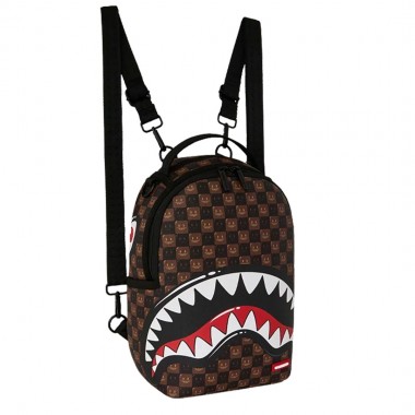 SPRAYGROUND SHARKS IN PARIS WTF BUBBLE BRWN CHECK MINI BACKPACK