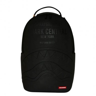 SPRAYGROUND SHARK CENTRAL EMBOSSED BLACK NYLON BACKPACK
