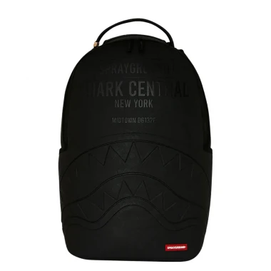 SPRAYGROUND SHARK CENTRAL EMBOSSED BLACK NYLON BACKPACK