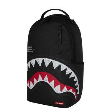 SPRAYGROUND SHARK CENTRAL BLACK EMBROIDERED SHARK BACKPACK