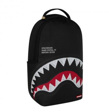 SPRAYGROUND SHARK CENTRAL BLACK EMBROIDERED SHARK BACKPACK