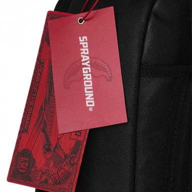 SPRAYGROUND SHARK CENTRAL BLACK EMBROIDERED SHARK BACKPACK