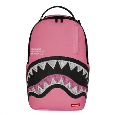 SPRAYGROUND SHARK CENTRAL PINK EMBROIDERED SHARK BACKPACK