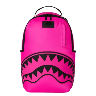 SPRAYGROUND SHARK CENTRAL WHT STENCIL SHARK PINK NYLON BACKPACK