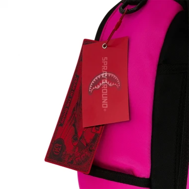 SPRAYGROUND SHARK CENTRAL WHT STENCIL SHARK PINK NYLON BACKPACK