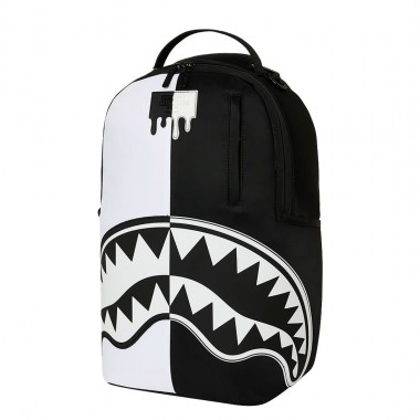 SPRAYGROUND SHARK CENTRAL BLACK AND WHITE STENCIL BACKPACK