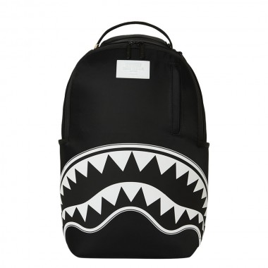 SPRAYGROUND SHARK CENTRAL WHT STENCIL SHARK BLK NYLON BACKPACK