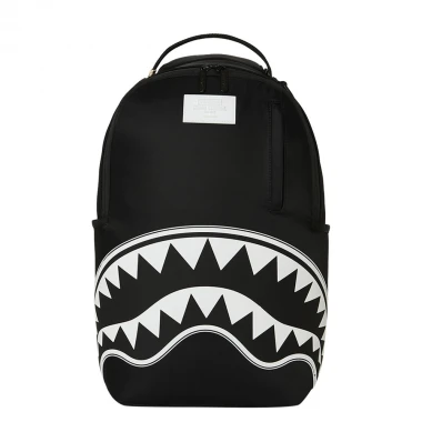 SPRAYGROUND SHARK CENTRAL WHT STENCIL SHARK BLK NYLON BACKPACK