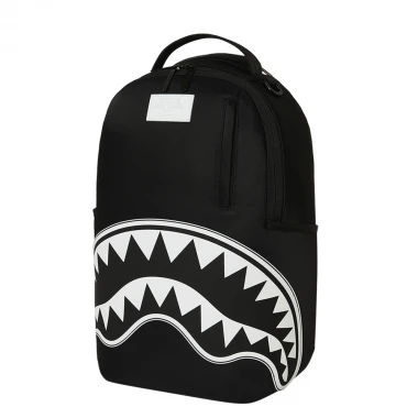 SPRAYGROUND SHARK CENTRAL WHT STENCIL SHARK BLK NYLON BACKPACK
